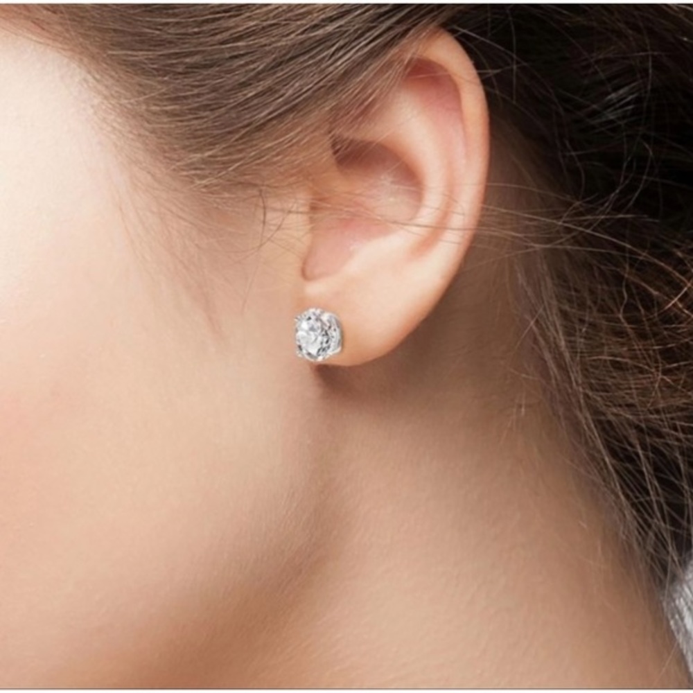 STERLING SILVER CUBIC ZIRCONIA STUDS - Picture 4 of 8
